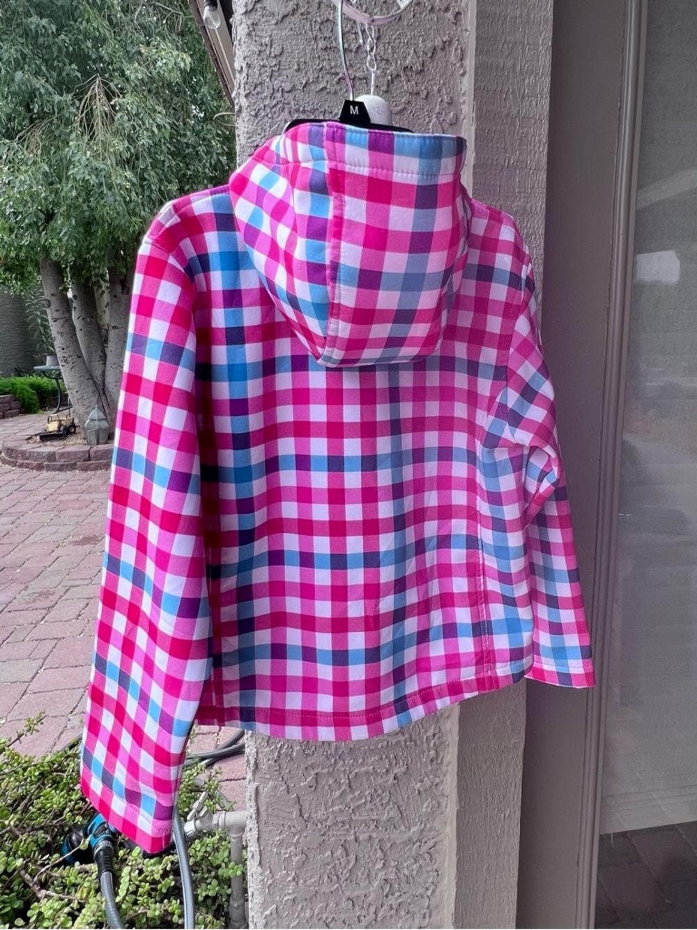 Trespass Pink, Blue & White Plaid Zip Jacket with Hood & Pockets - Picture 6 of 16